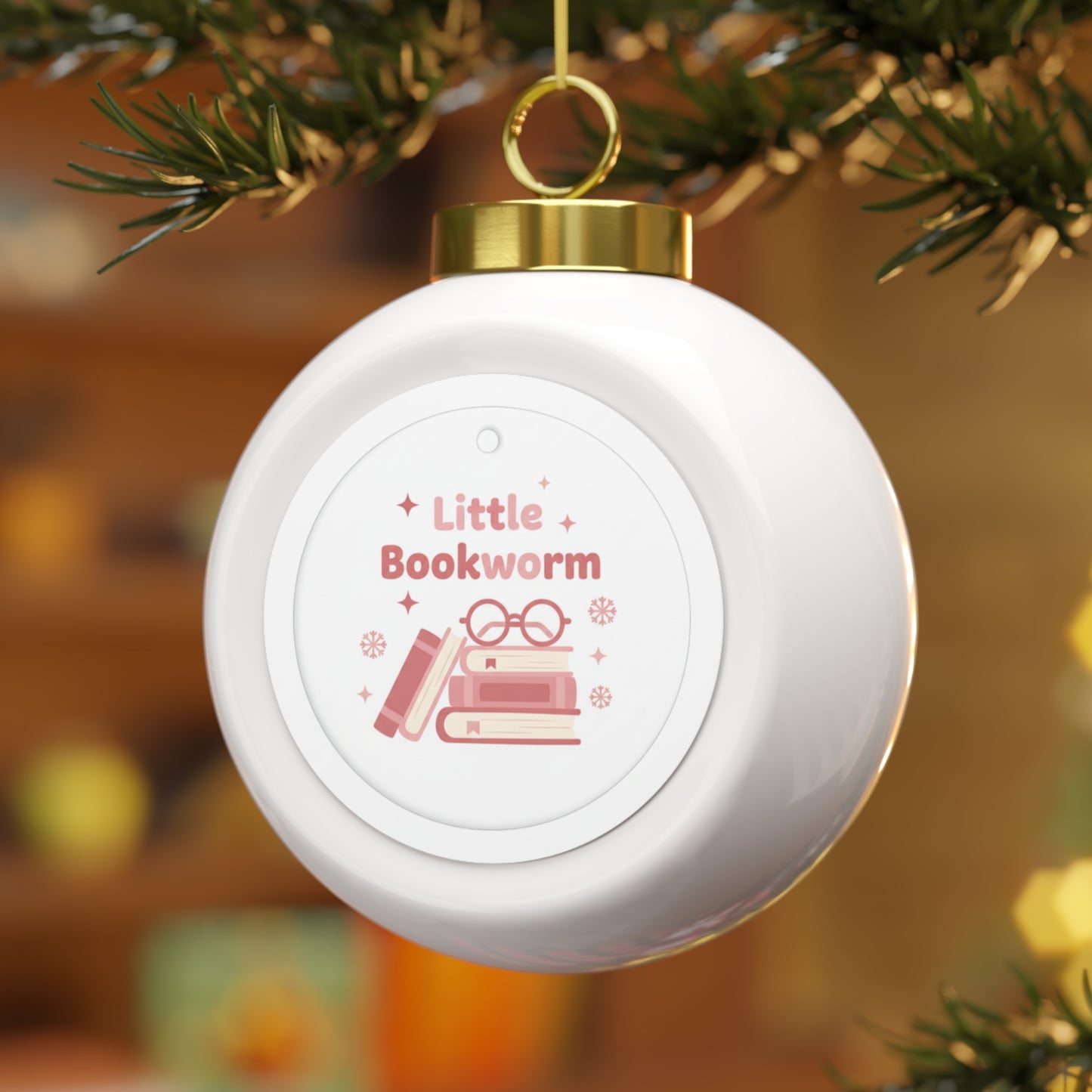 Ceramic Christmas Ball Ornament - Little Bookworm