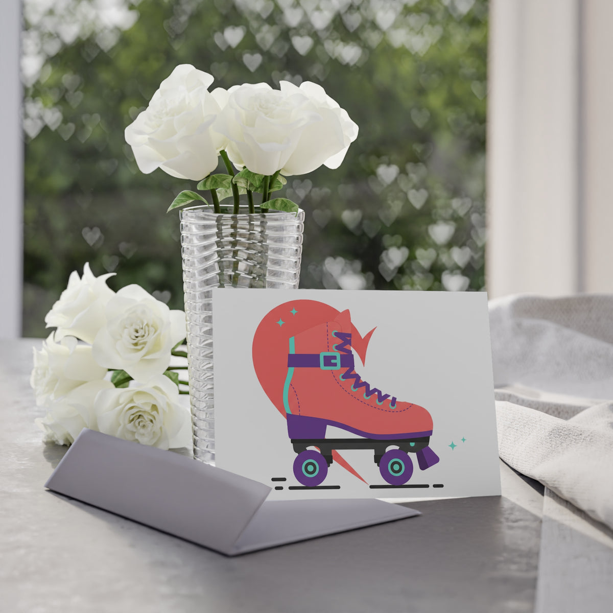 Roller Skate Heart Card | Valentine’s Day Holiday Greeting Card | Galentine’s & Love Note Gift | Y2K Pink Aesthetic
