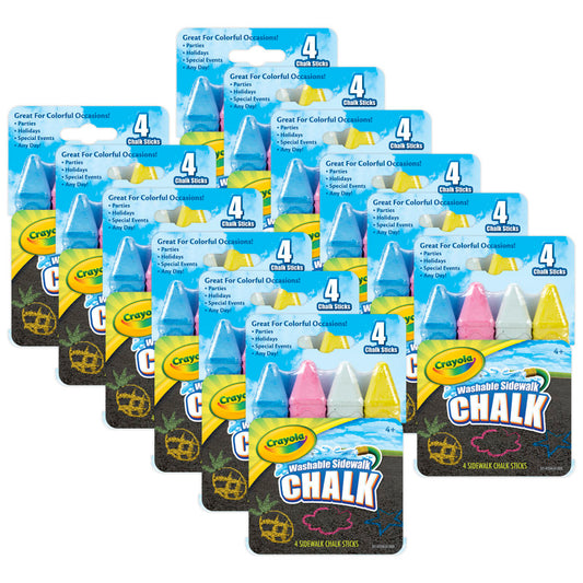 Sidewalk Chalk, 4 Per Pack, 12 Packs