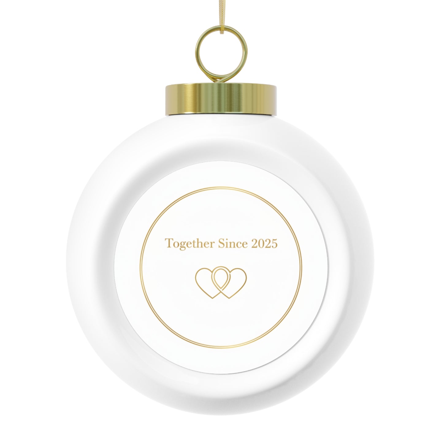 Christmas Ball Ornament — Together Since 2025 Personalized Ceramic