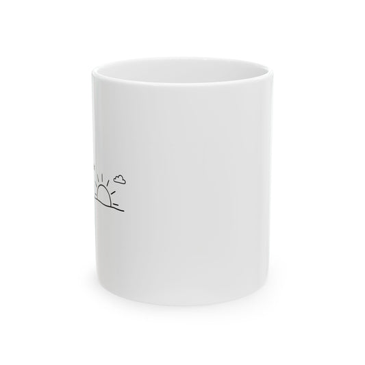 Abstract Sun Horizon Doodle | 11oz Ceramic Coffee Mug for Home & Office | Family & Friend Gift | Boho Irony Aesthetic
