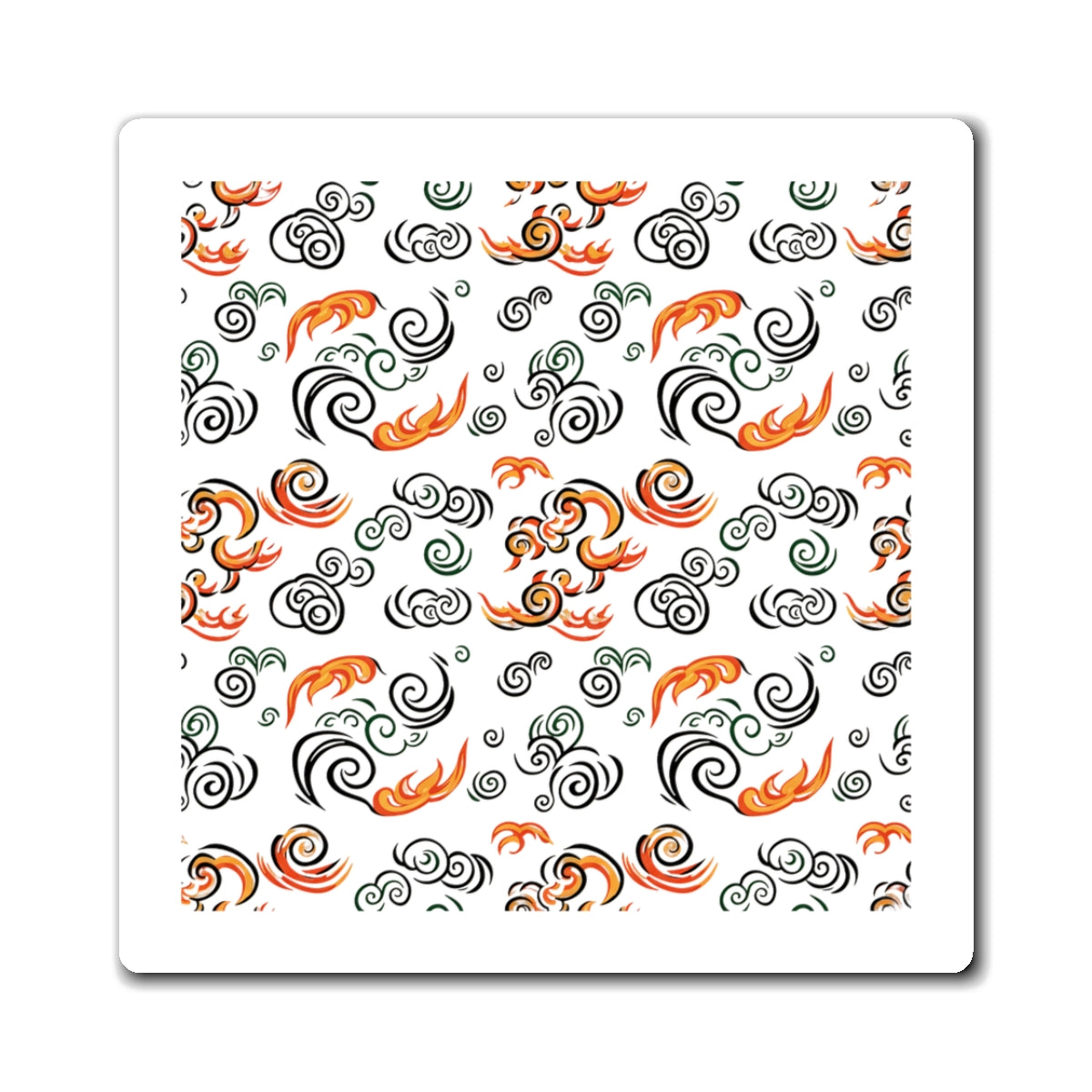 Fire Clouds Pattern | Lunar New Year 2026 Magnets for Fridge & Locker | Family & Teacher Gifts | Red Gold Paper-Cut Style