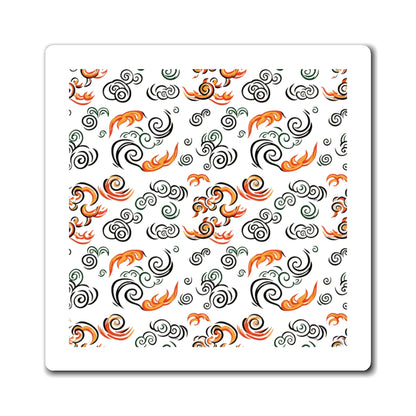 Fire Clouds Pattern | Lunar New Year 2026 Magnets for Fridge & Locker | Family & Teacher Gifts | Red Gold Paper-Cut Style