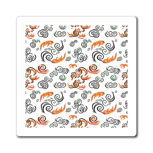 Fire Clouds Pattern | Lunar New Year 2026 Magnets for Fridge & Locker | Family & Teacher Gifts | Red Gold Paper-Cut Style