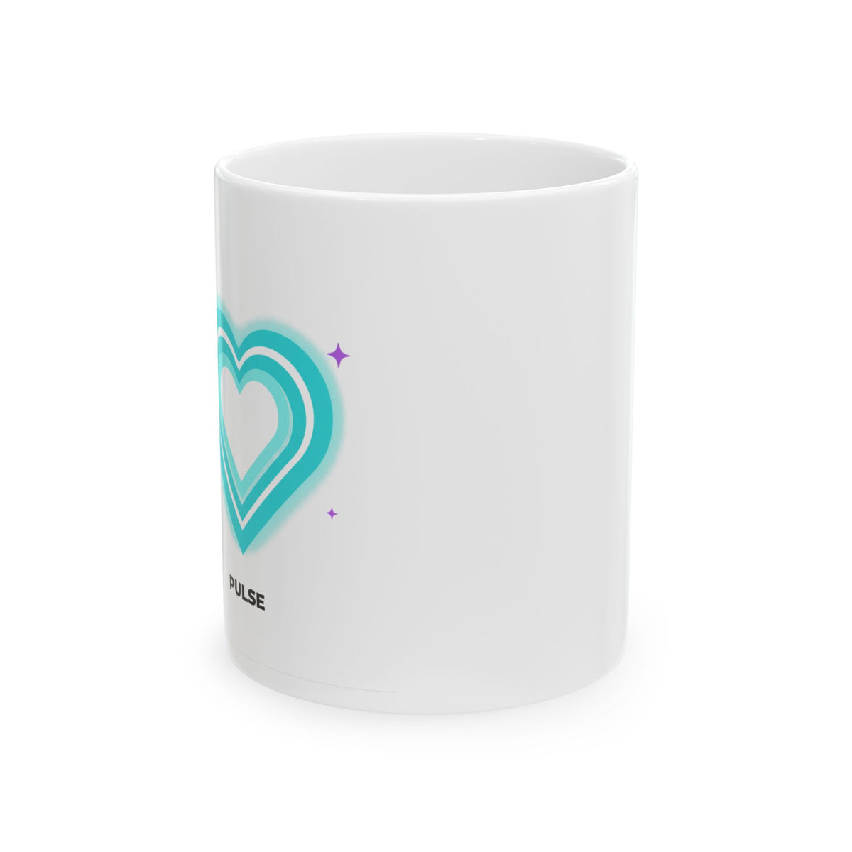 Neon Heart Glow | 11oz Ceramic Coffee Mug for Aesthetic Vibes | Valentine & Galentine Gift for Friends | Y2K Pop