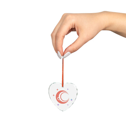 Moon Heart Crescent | Heart Crystal Glass Ornament Suncatcher | Valentine, Galentine’s & Self‑Love Gift | Y2K Celestial Aesthetic