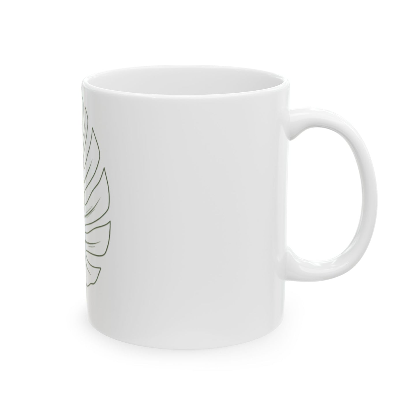 11oz Ceramic Mug, Monstera Outline, Family Gift, Friend Gift
