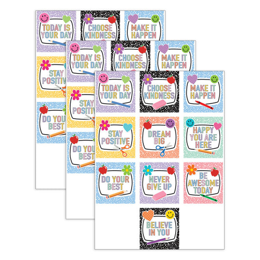 Cool for School Positive Sayings Accents, 30 Per Pack, 3 Packs