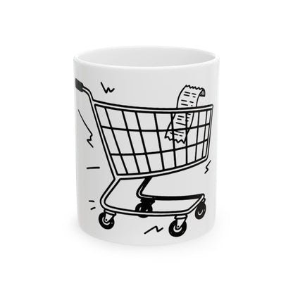 11oz Ceramic Mug, Feral Shopping Cart, Family Gift, Friend Gift