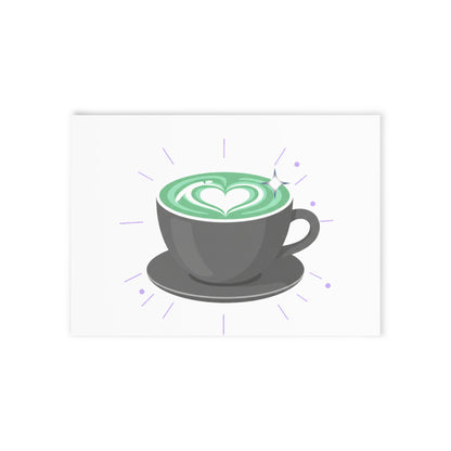 Matcha Latte Heart | Valentine Greeting Card + Postcard | Galentine’s & Couple Gift | Modern Cafe Aesthetic Y2K