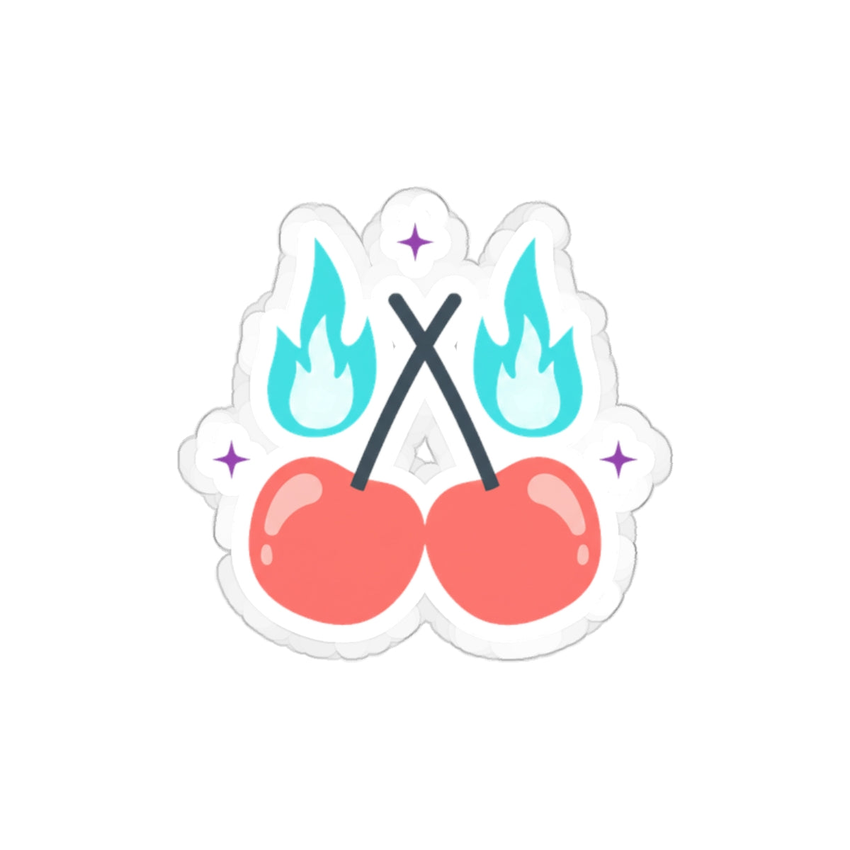 Cherry Pair Flames | Die-Cut Vinyl Sticker for Laptop & Water Bottle | Valentine & Galentine Gift | Y2K Edgy-Cute Aesthetic
