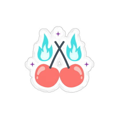 Cherry Pair Flames | Die-Cut Vinyl Sticker for Laptop & Water Bottle | Valentine & Galentine Gift | Y2K Edgy-Cute Aesthetic