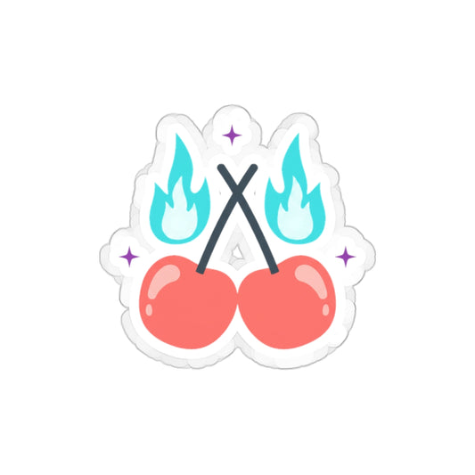 Cherry Pair Flames | Die-Cut Vinyl Sticker for Laptop & Water Bottle | Valentine & Galentine Gift | Y2K Edgy-Cute Aesthetic