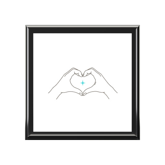 Line Art Heart Hands | Jewelry Box for Rings & Keepsakes | Valentine, Galentine’s, Couple Gift | Minimal Aesthetic