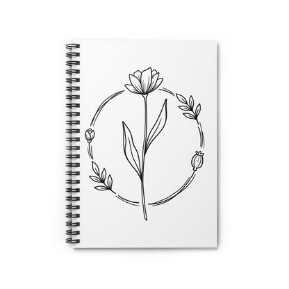 Botanical Line Art Doodle | Spiral Journal Notebook for Notes & Lists | Back to School Gift for Students & Readers | Irony Aesthetic
