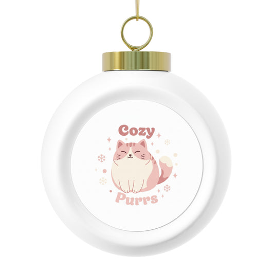 Christmas Ball Ornament - Cozy Purrs Cat Design