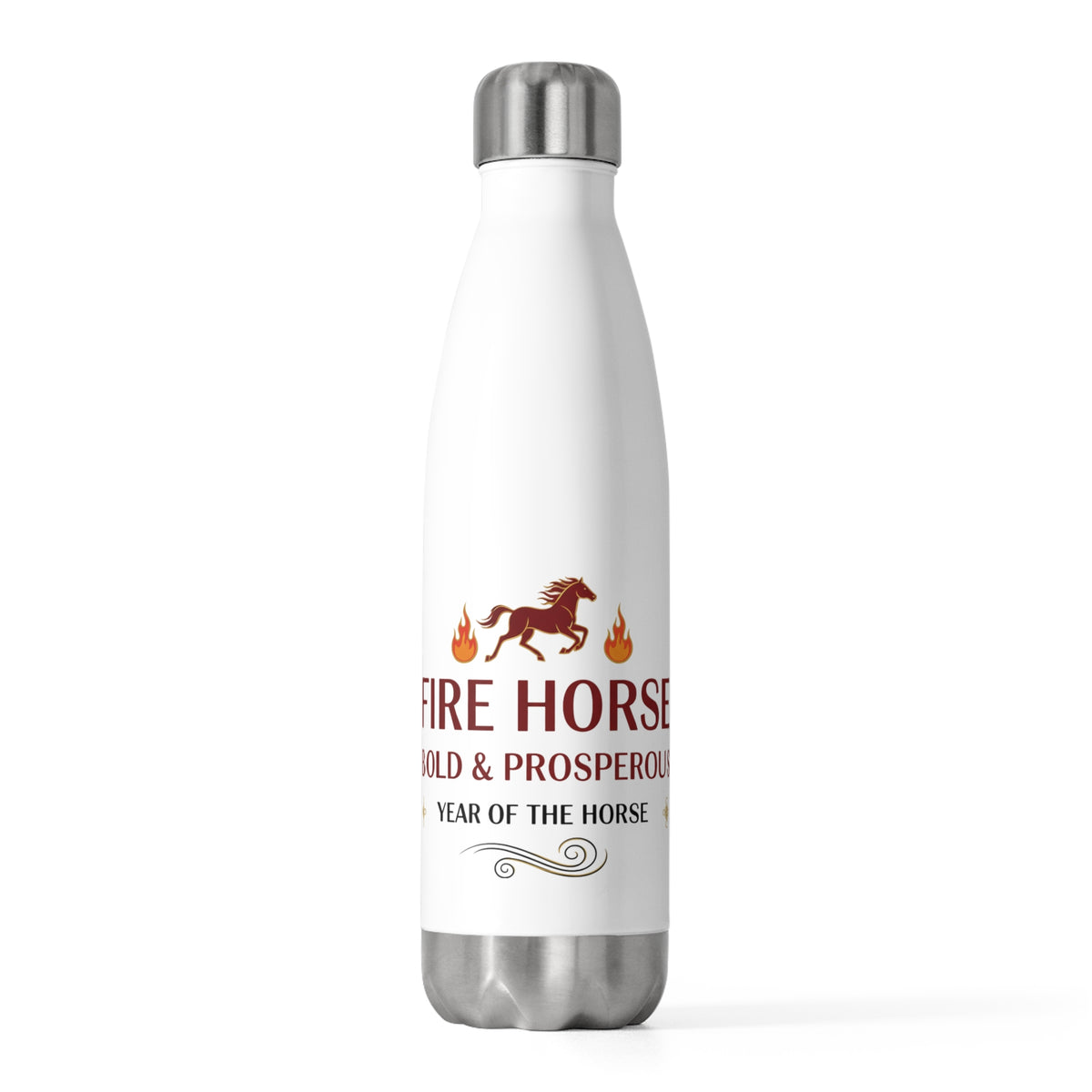 Fire Horse Lunar New Year 2026 | 20oz Insulated Stainless Steel Tumbler Bottle | Family & Teacher CNY Gift | Red Gold Paper Cut Style