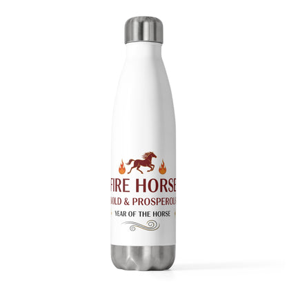 Fire Horse Lunar New Year 2026 | 20oz Insulated Stainless Steel Tumbler Bottle | Family & Teacher CNY Gift | Red Gold Paper Cut Style