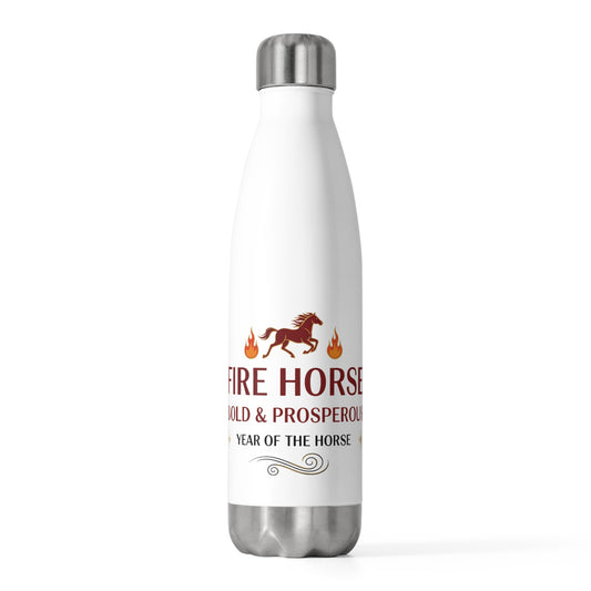 Fire Horse Lunar New Year 2026 | 20oz Insulated Stainless Steel Tumbler Bottle | Family & Teacher CNY Gift | Red Gold Paper Cut Style