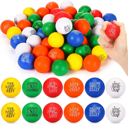 200 Pack Motivational Stress Relief Balls Anxiety Sensory Balls Bulk Hand Exercise Stress Balls with Quote Inspirational Sensory Fidget Ball for Adults Teens Kids Gift School Gifts