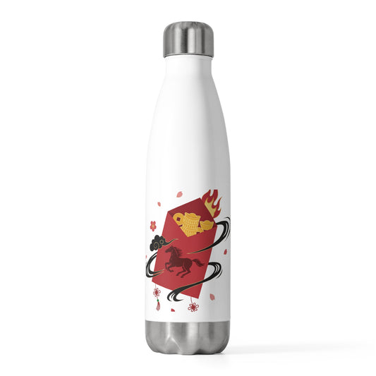 Red Envelope Horse Emblem (Gold Foil) | 20oz Insulated Tumbler Bottle for Travel | Lunar New Year Gift for Family & Friends | Festive Red