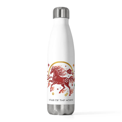Fire Horse Pose 029 | 20oz Insulated Stainless Steel Tumbler Bottle | Lunar New Year Gift for Family & Friends | Red Gold Festive