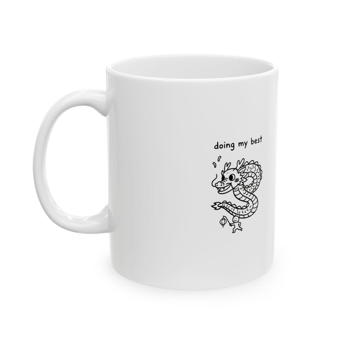 Paper-Cut Dragon Dance | 11oz Ceramic Coffee Mug for Daily Sips | Lunar New Year Gift for Family & Friends | Chicken Scratch Irony