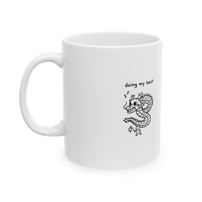 Paper-Cut Dragon Dance | 11oz Ceramic Coffee Mug for Daily Sips | Lunar New Year Gift for Family & Friends | Chicken Scratch Irony