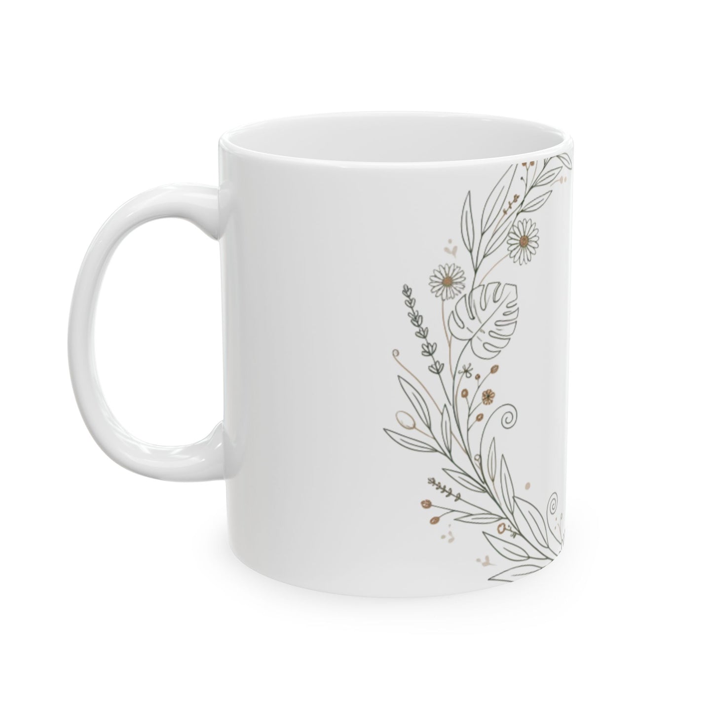 11oz Ceramic Mug, Botanical Crescent, Family Gift, Friend Gift