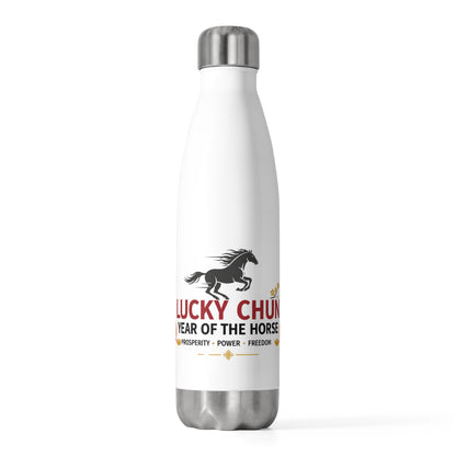 Lucky Chun Horse (Fire Horse 2026) | 20oz Insulated Stainless Steel Tumbler | Lunar New Year Gift for Family & Friends | Red Gold