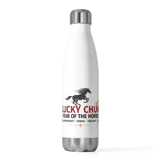 Lucky Chun Horse (Fire Horse 2026) | 20oz Insulated Stainless Steel Tumbler | Lunar New Year Gift for Family & Friends | Red Gold