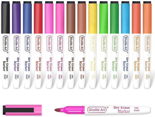 Dry Erase Markers, 15 Colors Magnetic Whiteboard Markers with Erase,Fine Point Perfect for Writing on Whiteboards, Dry-Erase Boards,Mirrors for School Office Home