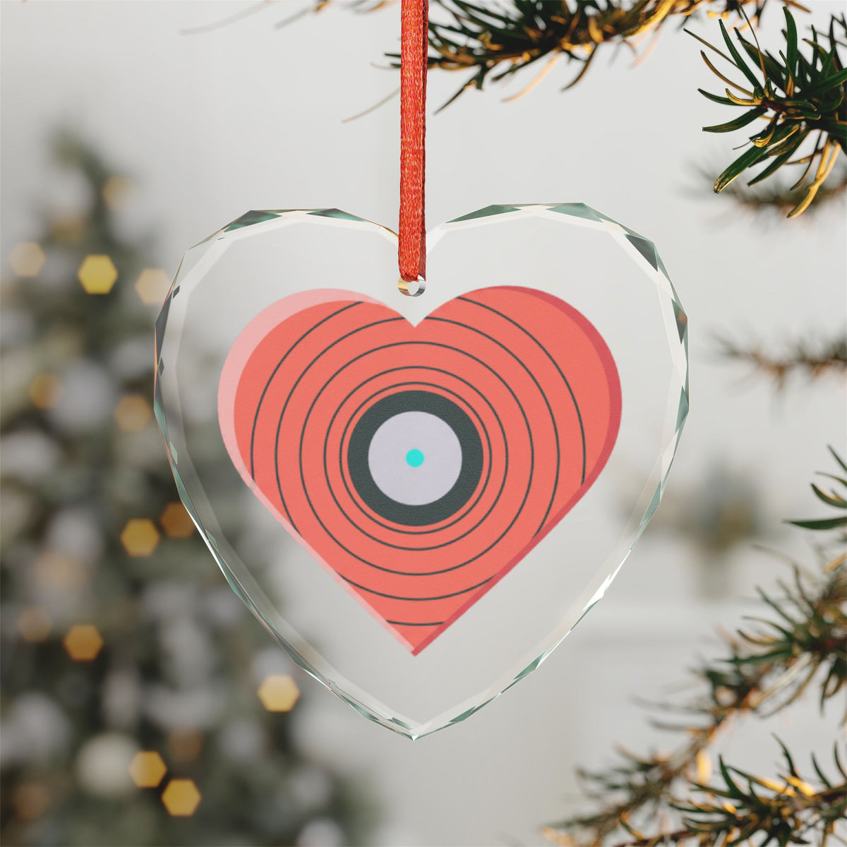 Vinyl Record Heart Design | Crystal Glass Heart Ornament for Music Lovers | Valentine & Galentine Gift | Y2K Aesthetic Decor