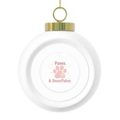 Christmas Ball Ornament Paws & Snowflakes Pet Holiday Design
