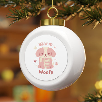 Christmas Ball Ornament - Warm Woofs Dog Holiday Design