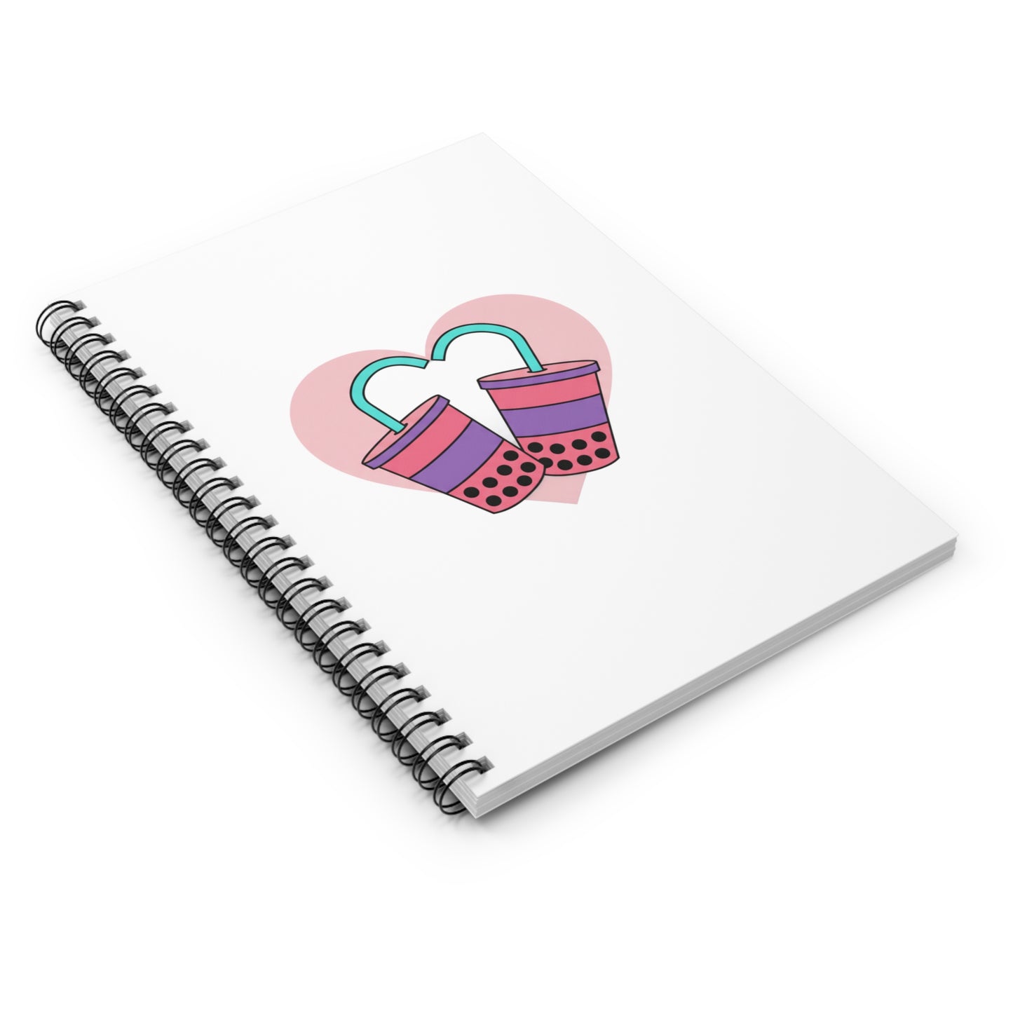 Boba Tea Heart Love | Spiral Journal Notebook for Notes & Planning | Valentine & Galentine Gift for Teens | Y2K Aesthetic