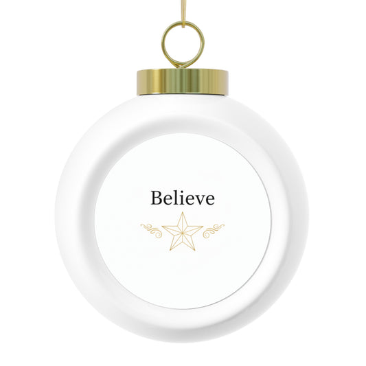 Christmas Ball Ornament — Believe Holiday Script