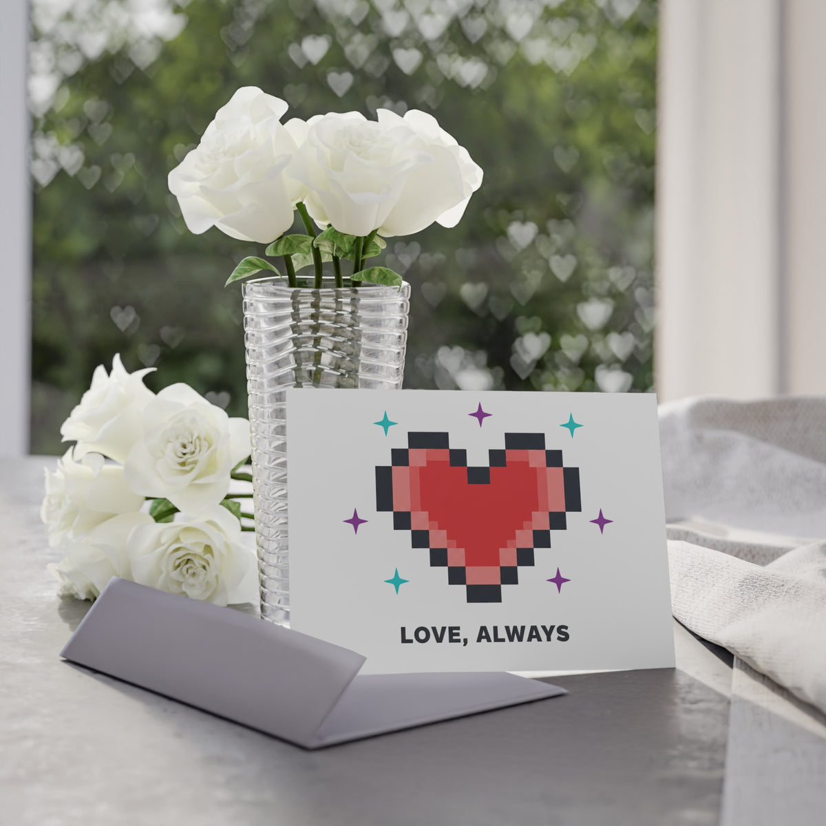 8-Bit Pixel Heart Retro | Valentine Holiday Greeting Card Set | Lover, Best Friend, Family | Y2K Gamer Aesthetic