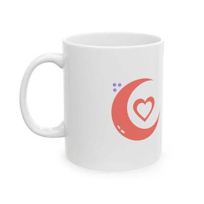 Crescent Moon Heart Gradient | 11oz Ceramic Coffee Mug for Self-Care | Galentine’s & Valentine Gift | Y2K Celestial Aesthetic