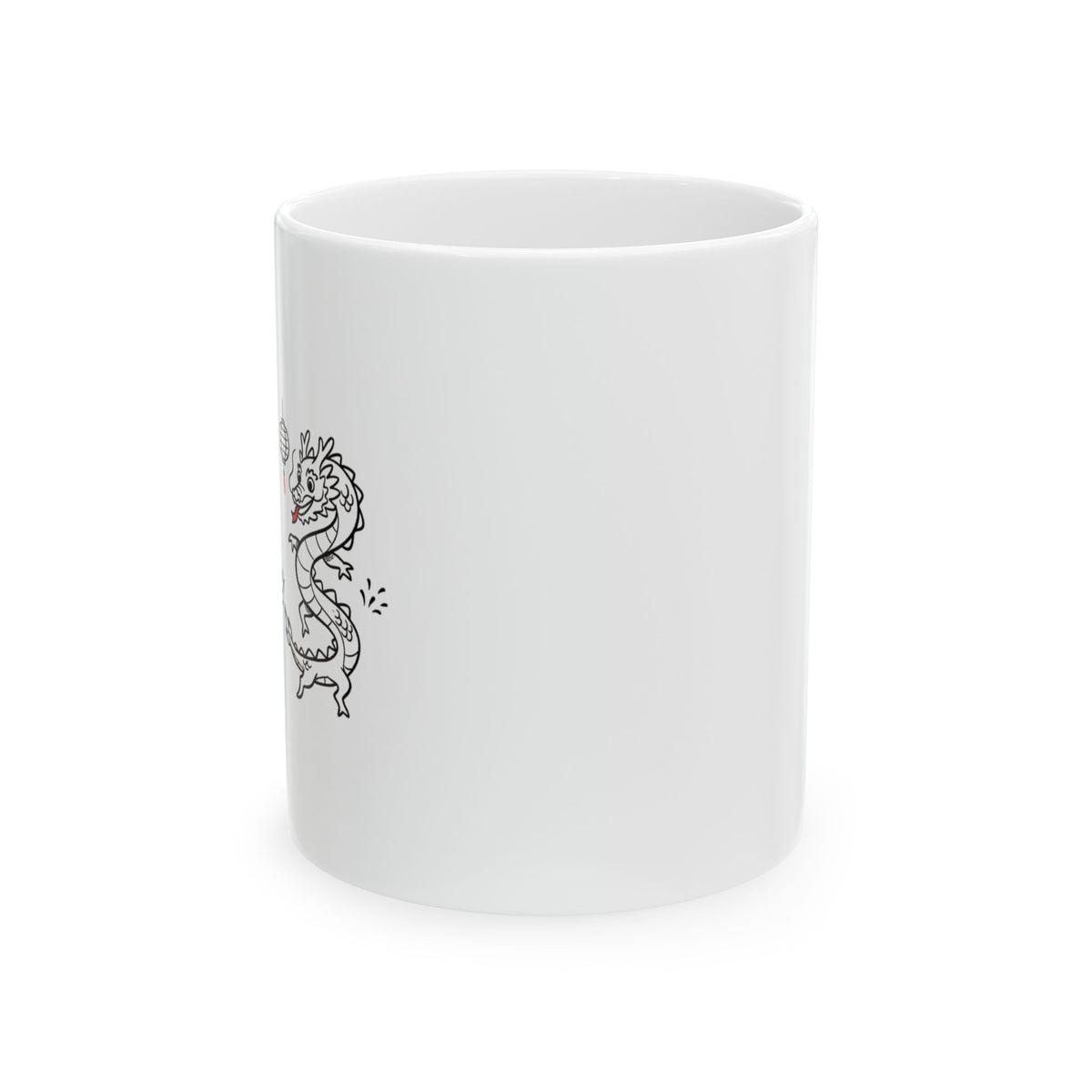 Dragon Dance Papercut Art | 11oz Ceramic Coffee Mug, Colorful Festival Cup | Lunar New Year Gift for Family & Friends | Chicken Scratch Irony