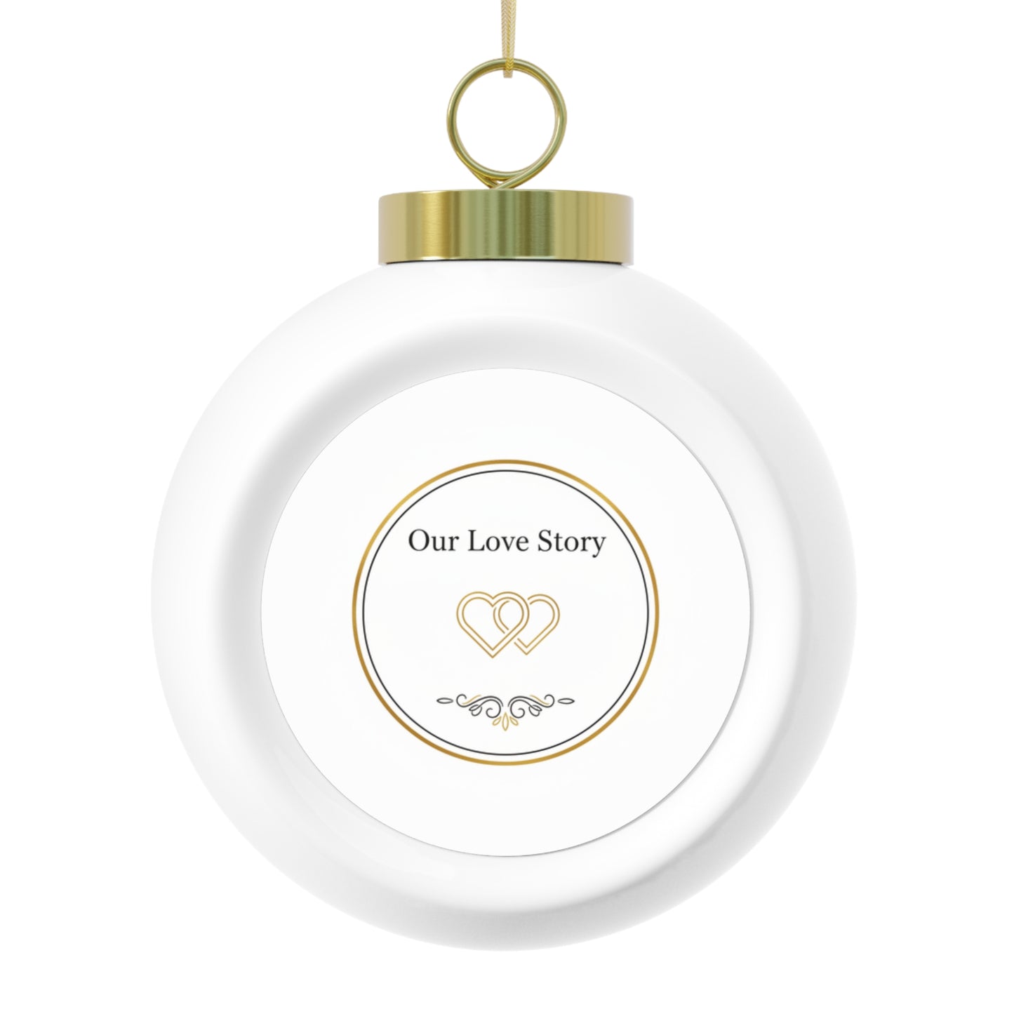 Ceramic Christmas Ball Ornament - Our Love Story Keepsake
