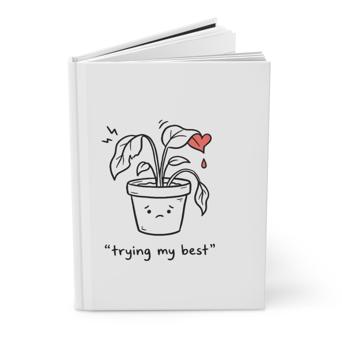 Anxious Wilting Plant Doodle | Matte Hardcover Journal Notebook for Notes | Back to School Gift for Students & Book Lovers | Irony Sketch