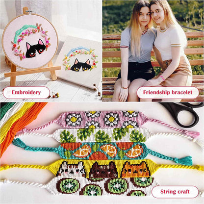 488Pcs String Bracelet Making Kit, Friendship Bracelet String Kit with 50 Skeins Embroidery Floss Cross Stitch Thread, 400Pcs Friendship Bracelet Beads, 37Pcs Embroidery Tools