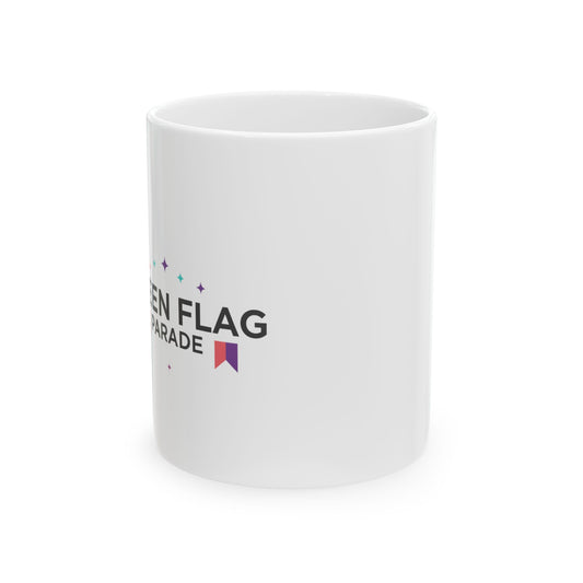 Walking Green Flag Parade | 11oz Ceramic Coffee Mug for Self-Care Vibes | Galentine’s & Friend Gift | Modern Y2K Valentine