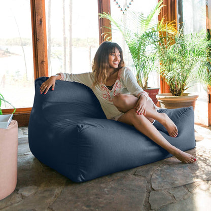Lavista Outdoor Bean Bag Loveseat/Modern Patio Sofa, Navy