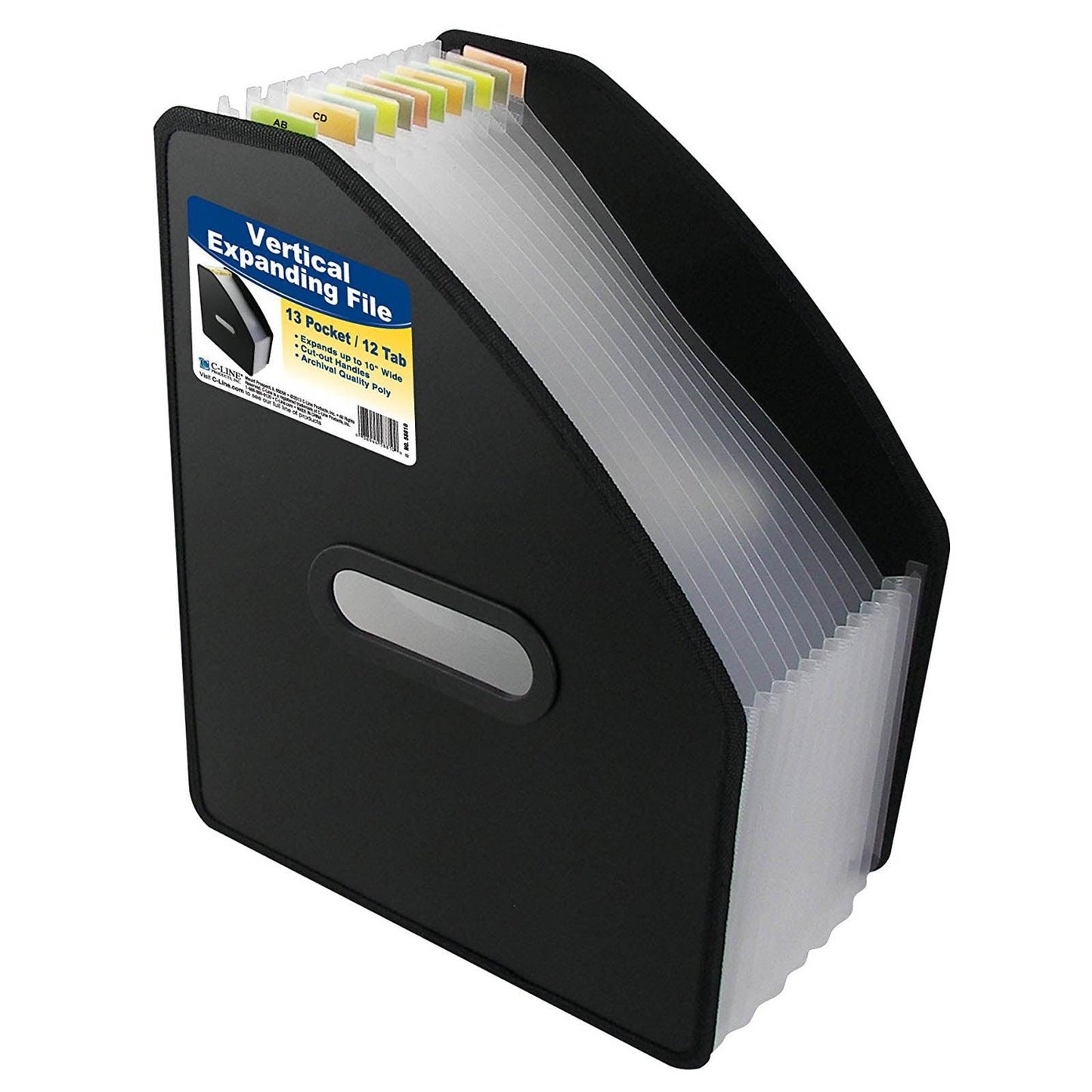 13-Pocket Vertical Expanding File, Black - Loomini