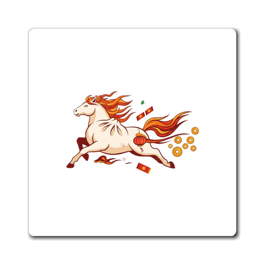 Dumpling Horse Year Magnet | Lunar New Year 2026 Fire Horse Fridge Magnet Set | CNY Gift for Family & Teachers | Red Gold Paper-Cut Style