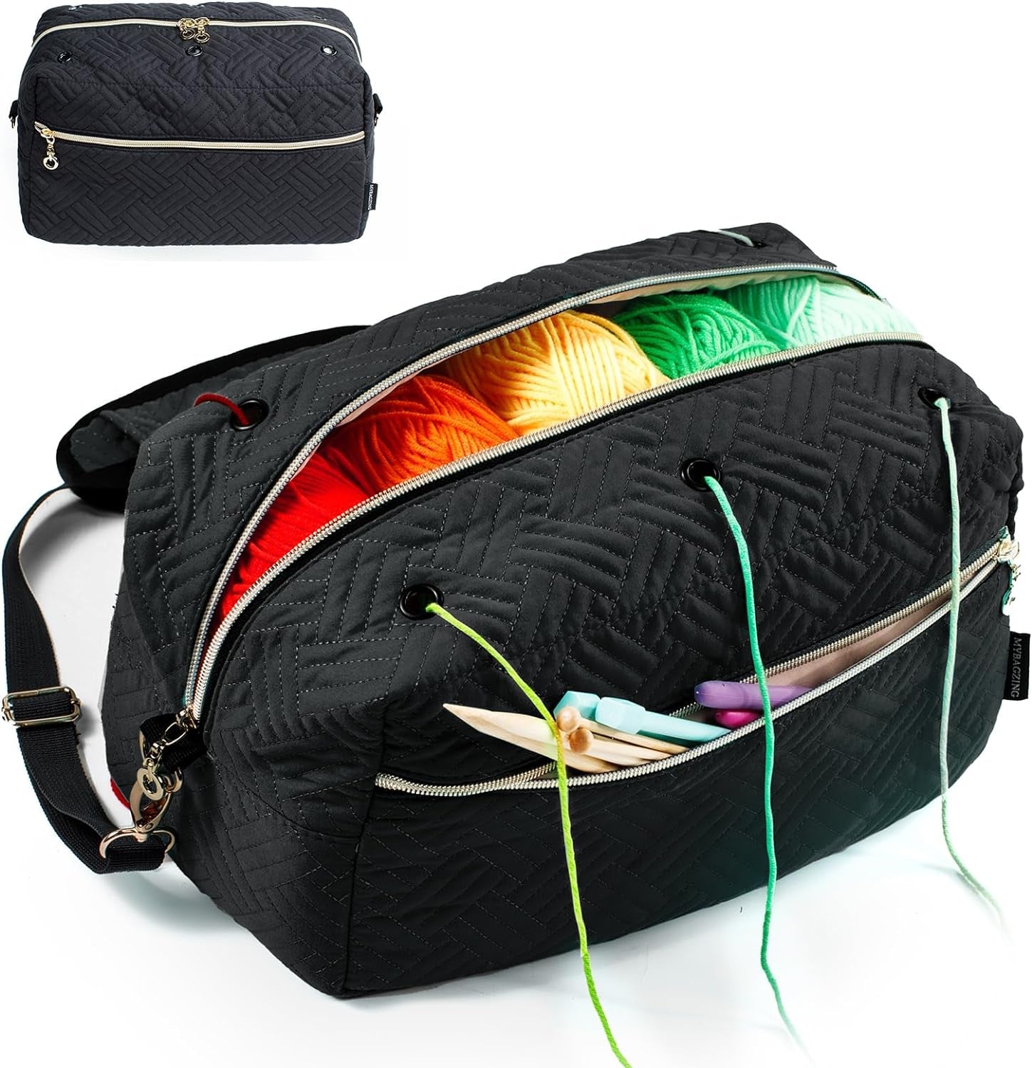 Crochet Bag Organizer - Knitting Bag - Yarn Storage Organizer - Yarn Bag for Crocheting - Yarn Holder for Crochet Accessories, Knitting Needles, Crochet Hooks, Crocheting & Knitting Gifts