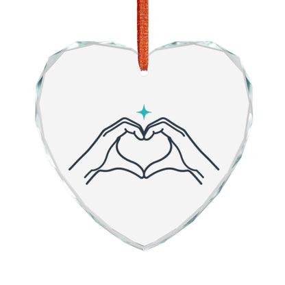 Line Art Heart Hands | Crystal Glass Heart Ornament Decor | Valentine, Galentine’s, Couples & Friends Gift | Minimal Y2K Chic