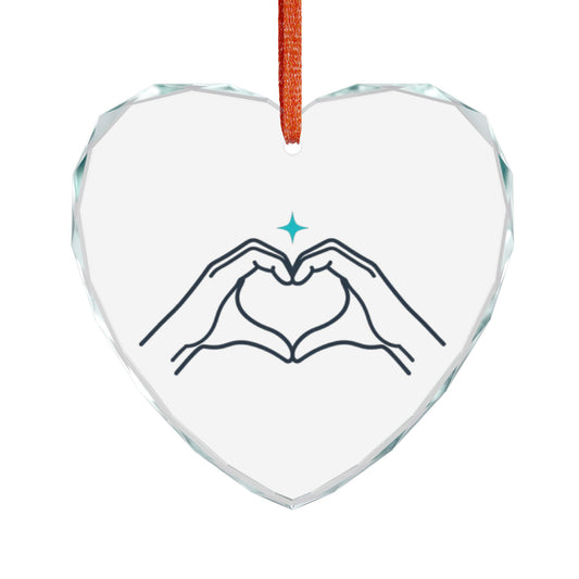 Line Art Heart Hands | Crystal Glass Heart Ornament Decor | Valentine, Galentine’s, Couples & Friends Gift | Minimal Y2K Chic